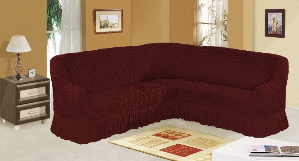 Чехол на угловой диван "Турция" - Бордовый